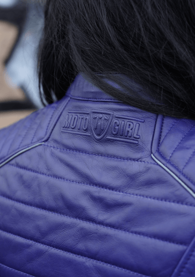 MotoGirl Amelia Leather Jacket Purple - available at Veloce Club