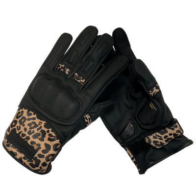 MotoGirl Bessie Gloves Leopard - available at Veloce Club
