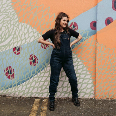 MotoGirl Daisy Dungarees in Blue | Veloce Club