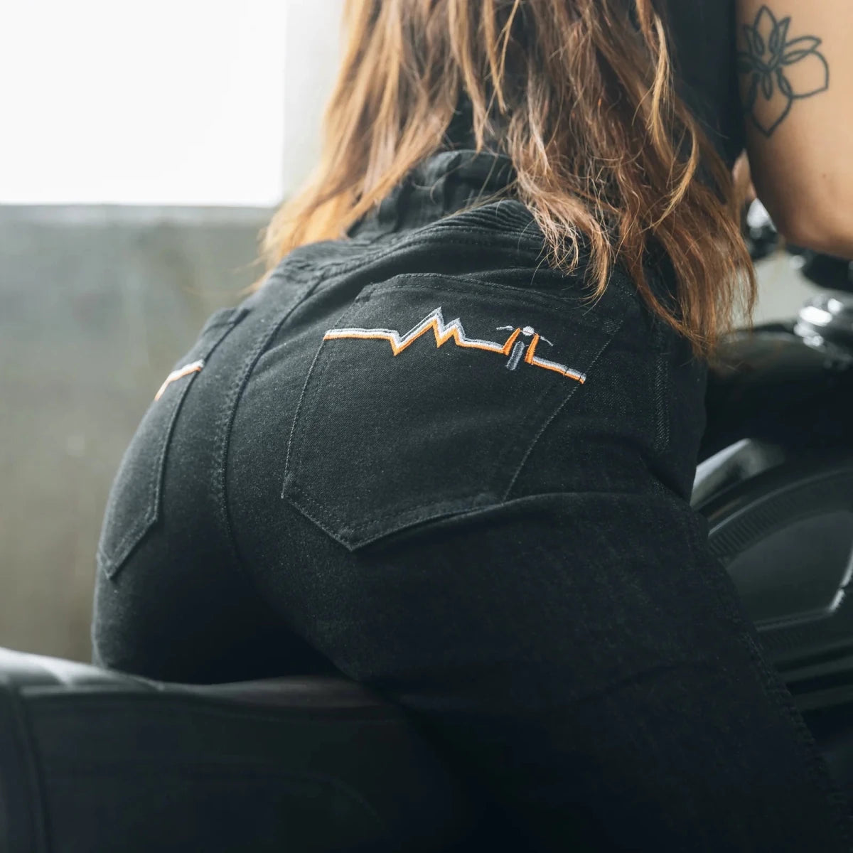 MotoGirl Ellie Women's Motorcycle Jeans in Black | Veloce Club