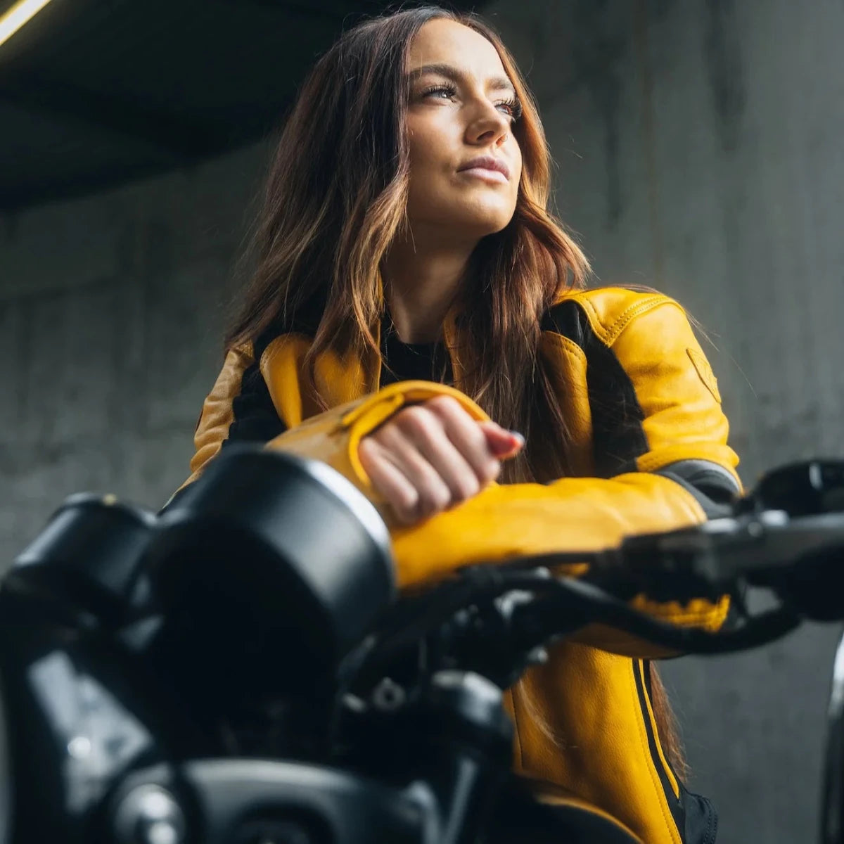 MotoGirl Fiona Yellow Leather Jacket | Veloce Club