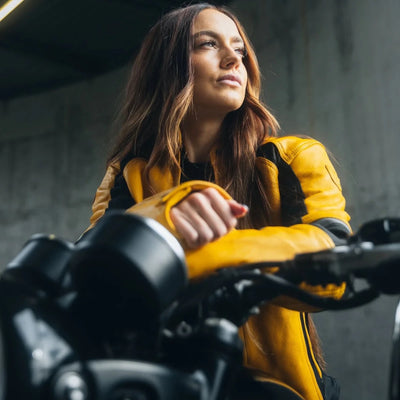 MotoGirl Fiona Yellow Leather Jacket | Veloce Club