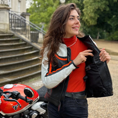 MotoGirl Hayley White Leather Jacket | Veloce Club