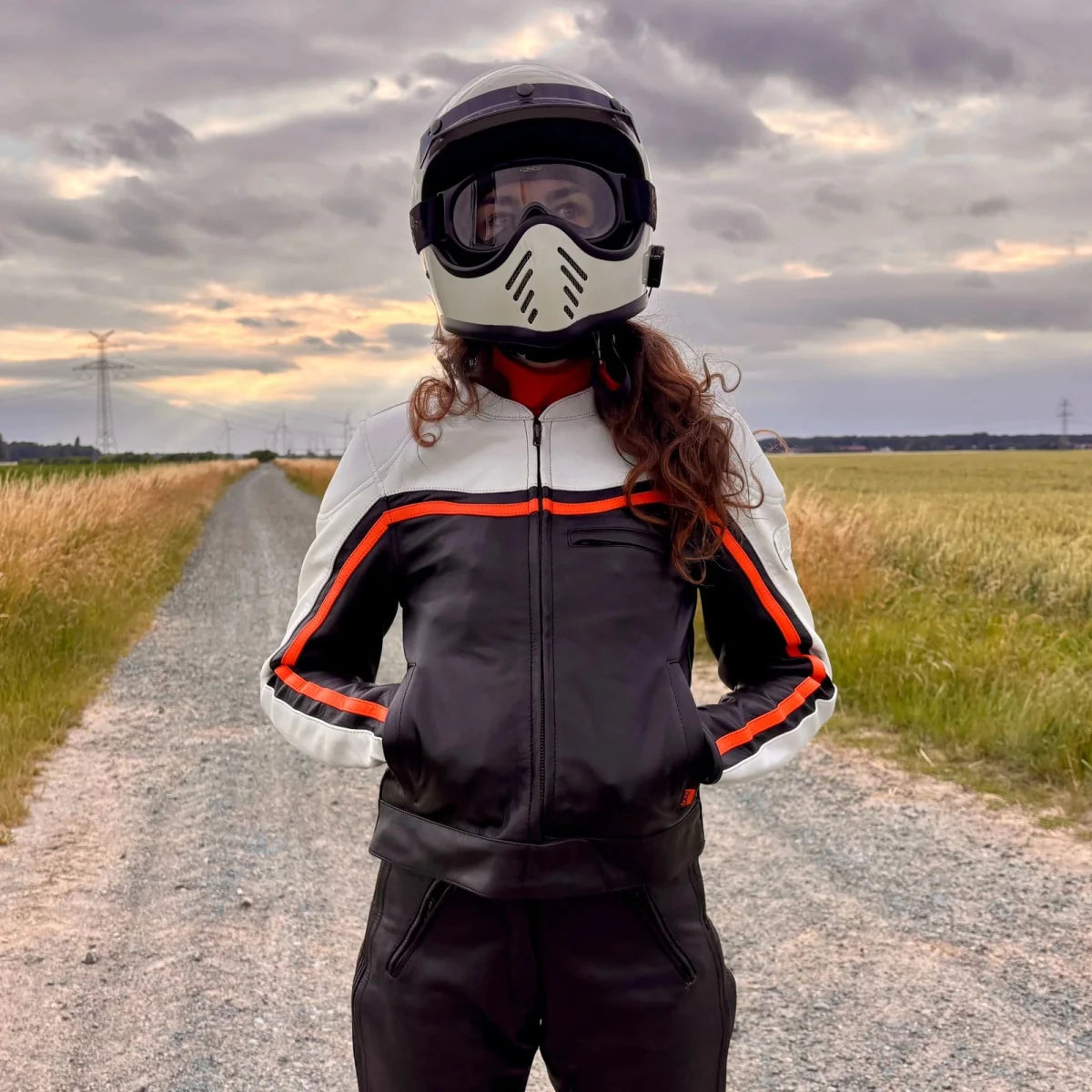 MotoGirl Hayley White Leather Jacket | Veloce Club