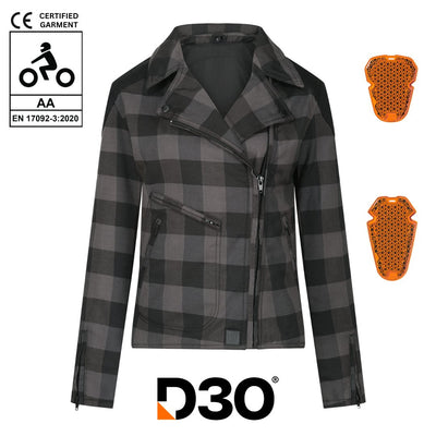 MotoGirl Jessie Flannel Jacket in Grey