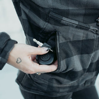 MotoGirl Jessie Flannel Jacket in Grey - available at Veloce Club