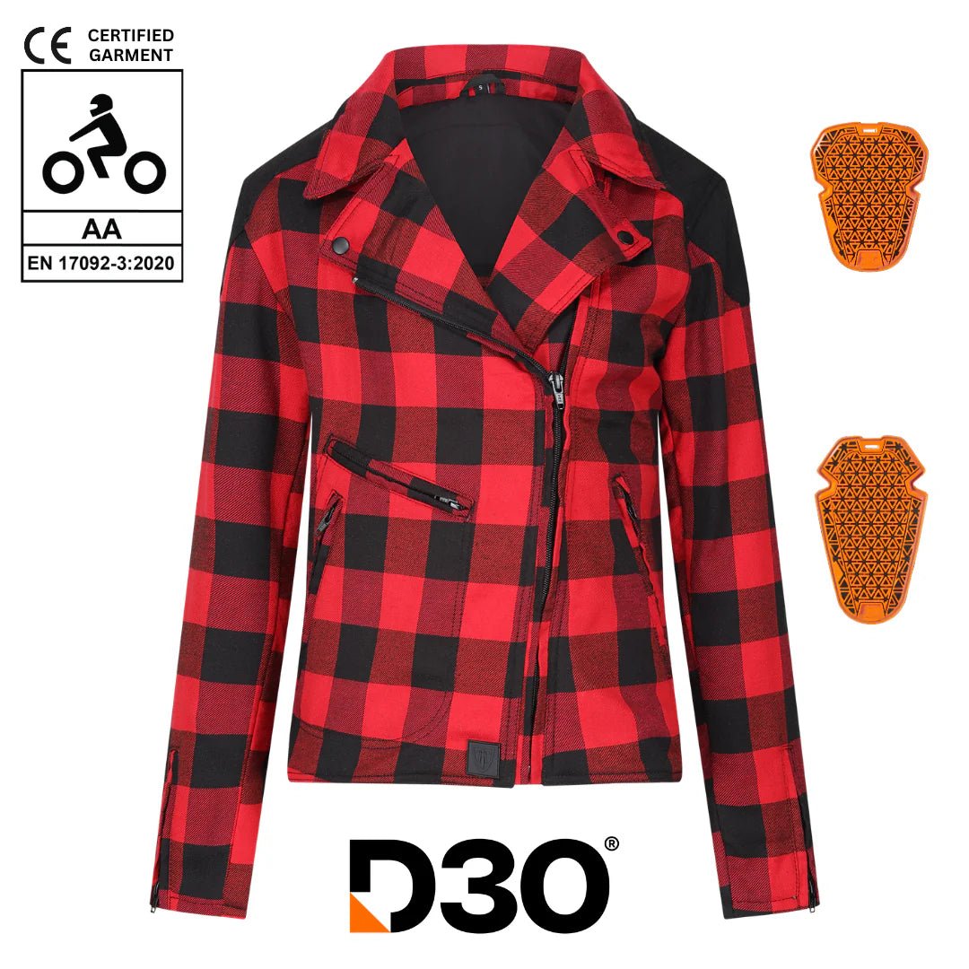 MotoGirl Jessie Flannel Jacket in Red