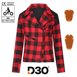 MotoGirl Jessie Flannel Jacket in Red - available at Veloce Club