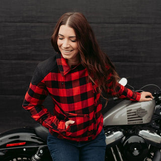 MotoGirl Jessie Flannel Jacket in Red - available at Veloce Club