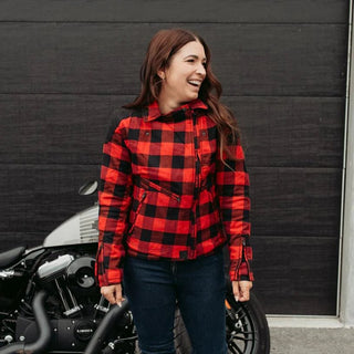 MotoGirl Jessie Flannel Jacket in Red - available at Veloce Club