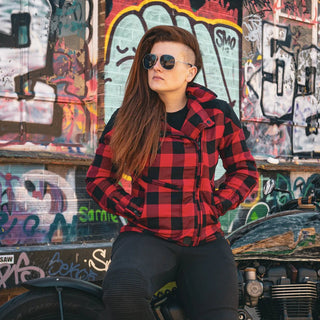 MotoGirl Jessie Flannel Jacket in Red - available at Veloce Club