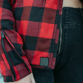 MotoGirl Jessie Flannel Jacket in Red - available at Veloce Club