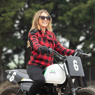 MotoGirl Jessie Flannel Jacket in Red - available at Veloce Club