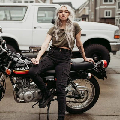 MotoGirl Lara Cargo trousers in Black