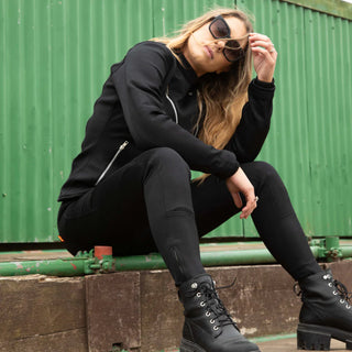 MotoGirl Nimi Zip Trousers in Black - available at Veloce Club