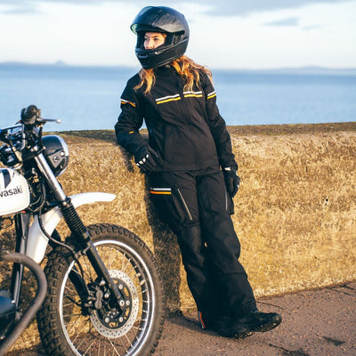 MotoGirl Vanessa Jacket and Vanessa Trousers in Black available at Veloce Club