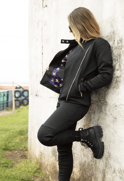 MotoGirl Nimi Zip Trousers in Black available at Veloce Club