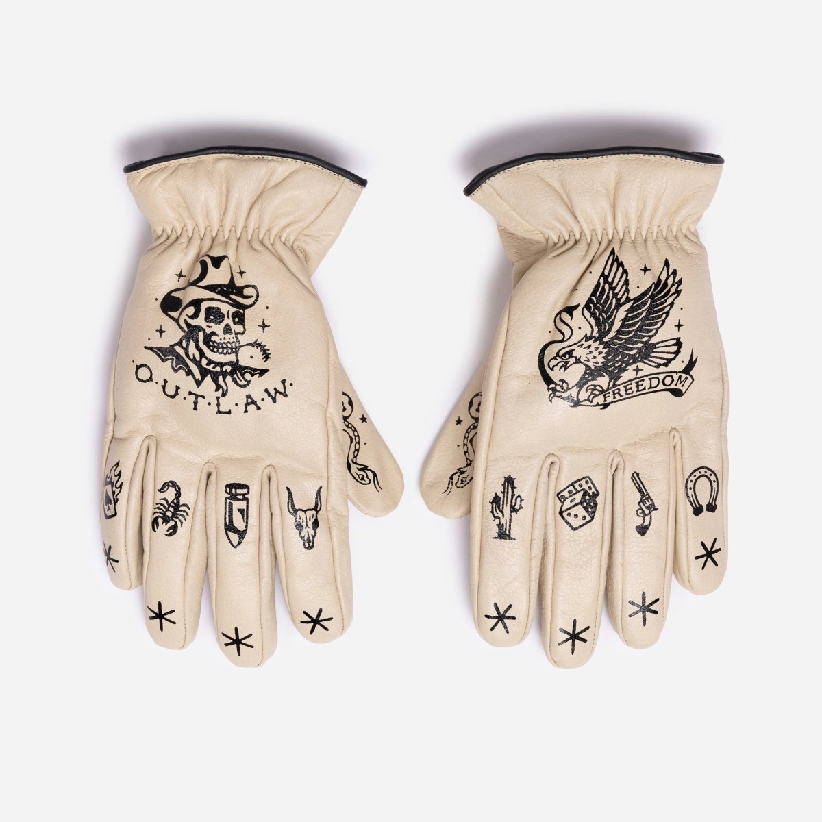 Macleod Motor Co Outlaw Motorcycle Gloves Cream | Veloce Club