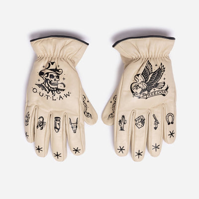 Macleod Motor Co Outlaw Motorcycle Gloves Cream | Veloce Club