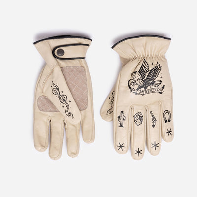 Macleod Motor Co Outlaw Motorcycle Gloves Cream | Veloce Club