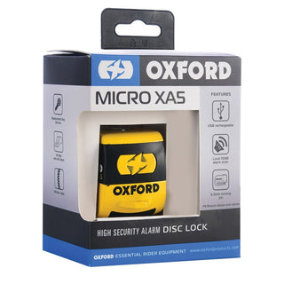 Oxford Micro XA5 Alarm Disc Lock in Black and Yellow - available at Veloce Club