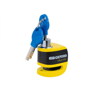 Oxford Micro XA5 Alarm Disc Lock in Black and Yellow - available at Veloce Club