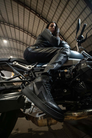 Pando Moto Apex Sneakers Black – Unisex Motorcycle Sneakers - available at Veloce Club