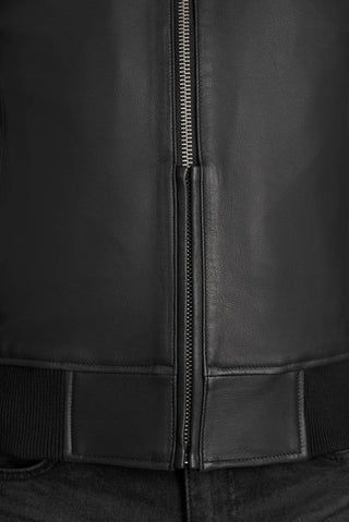 Pando Moto Falcon Leather Aviator Jacket in Black - available at Veloce Club