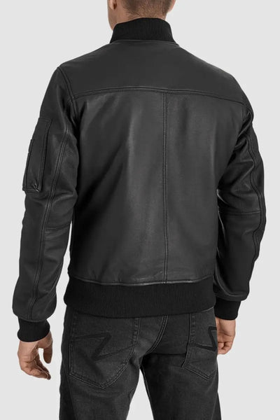 Pando Moto Falcon Leather Aviator Jacket - Black | Veloce Club