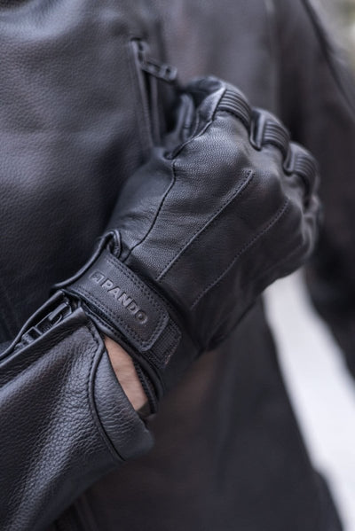Pando Moto Ivy Leather Summer Motorcycle Gloves - Black | Veloce Club