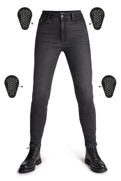 Pando Moto Kaya Slim Women's Jeans - Grey | Veloce Club