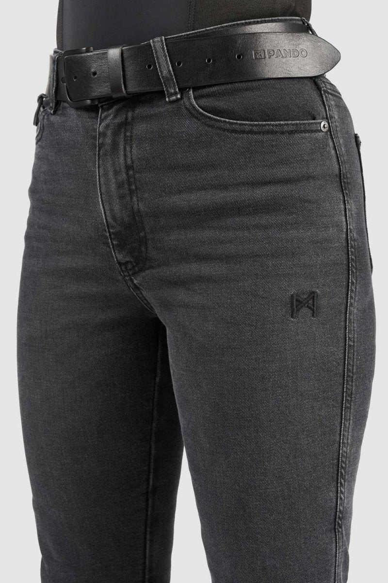 Pando Moto Kaya Slim Women's Jeans - Grey | Veloce Club