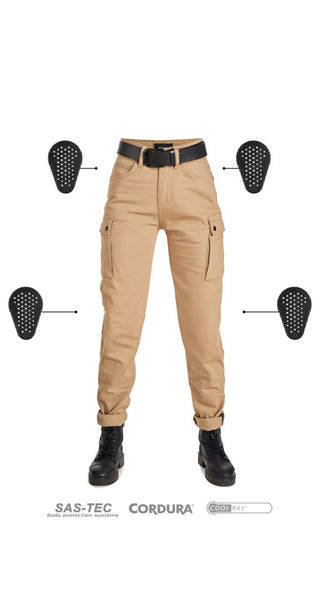 Pando Moto Mila Cargo – Motorcycle Jeans for Women with Chino Style Cordura® - available at Veloce Club