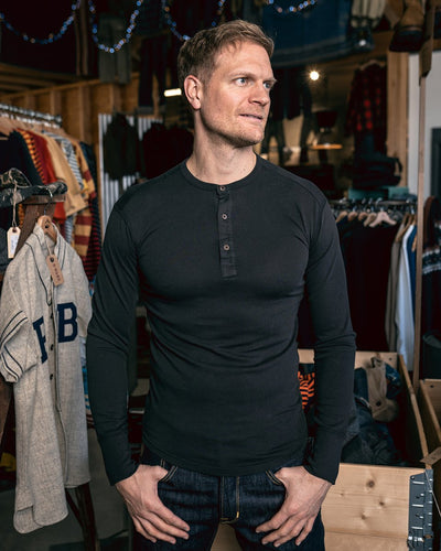 Pike Brothers 1927 Henley Shirt Faded Black - available at Veloce Club