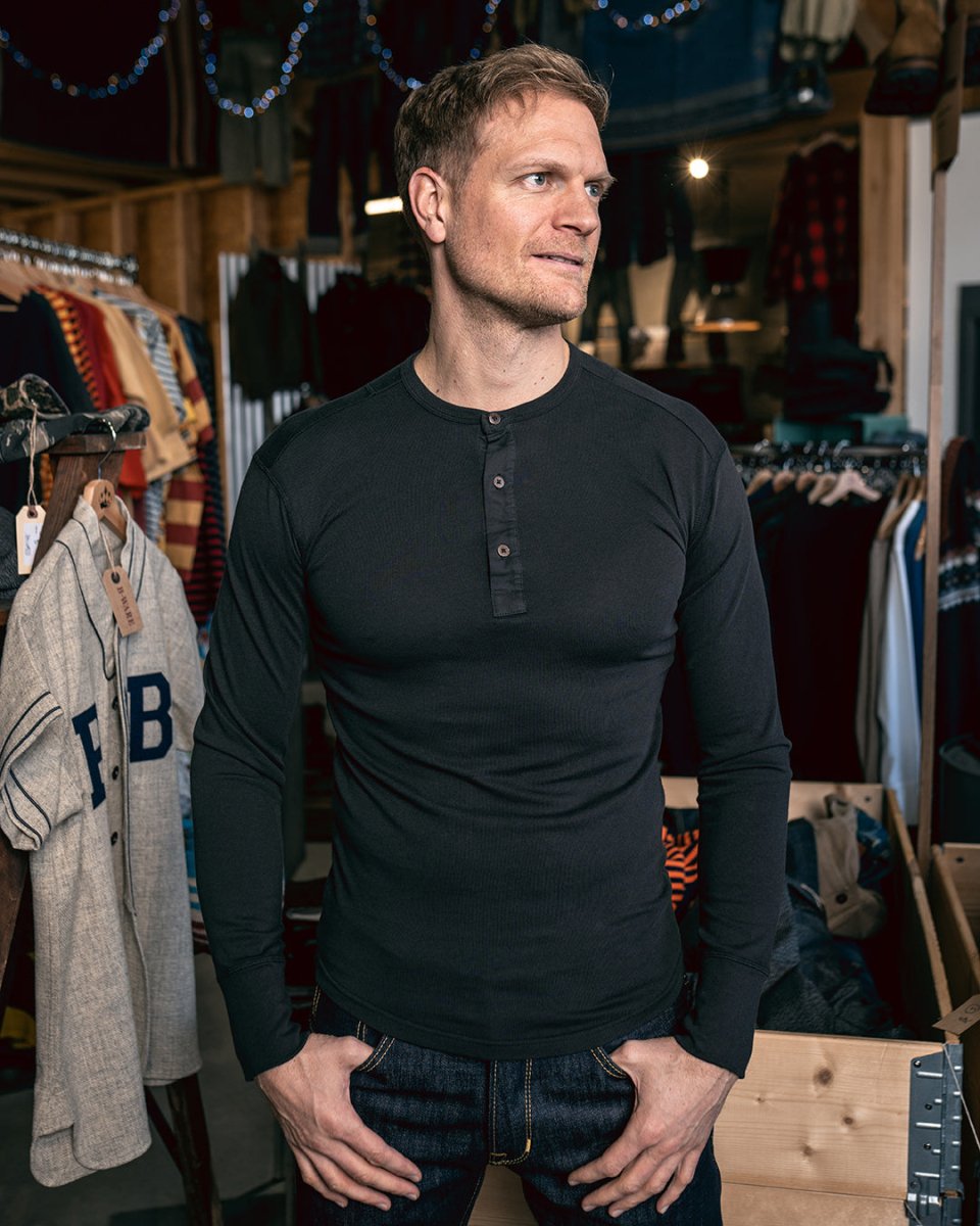 Pike Brothers 1927 Henley Shirt Faded Black - available at Veloce Club