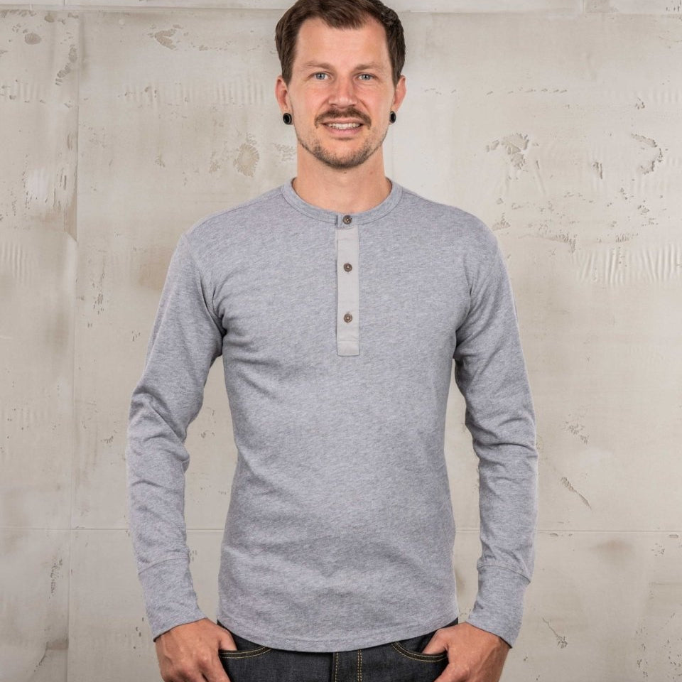 Pike Brothers 1927 Henley Shirt Light Grey - available at Veloce Club