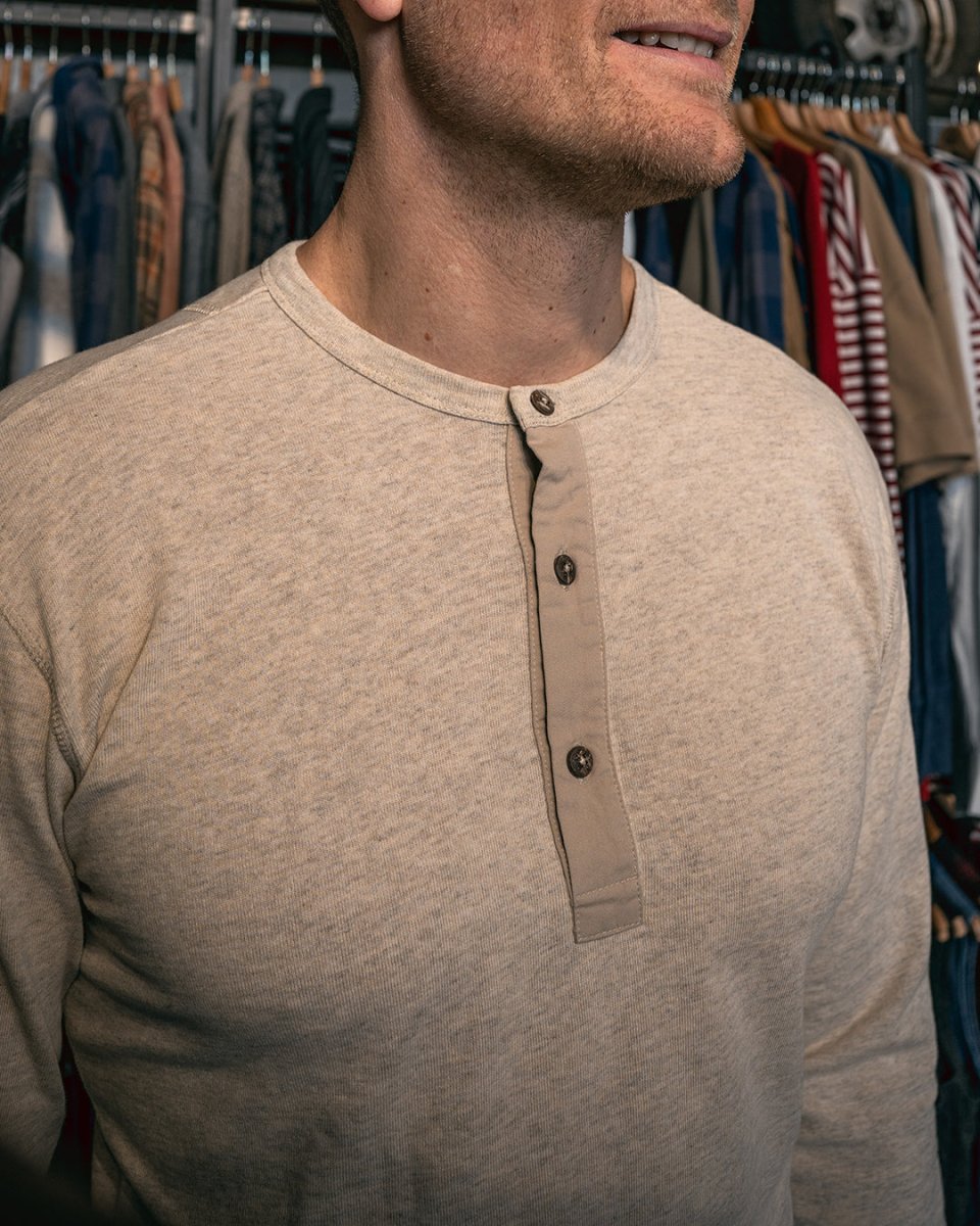 Pike Brothers 1927 Henley Shirt Long Sleeve in Ecru - available at Veloce Club