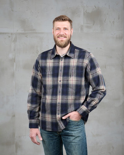 Pikes Brother's 1937 Roamer Shirt blue beige check flannel
