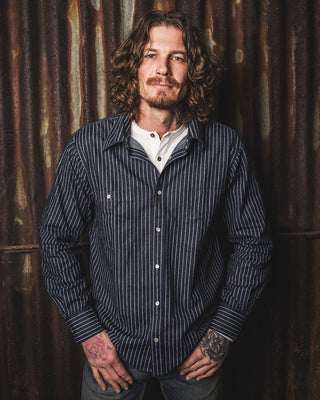 Pike Brothers 1937 Roamer Shirt Blue Wabash Denim - available at Veloce Club