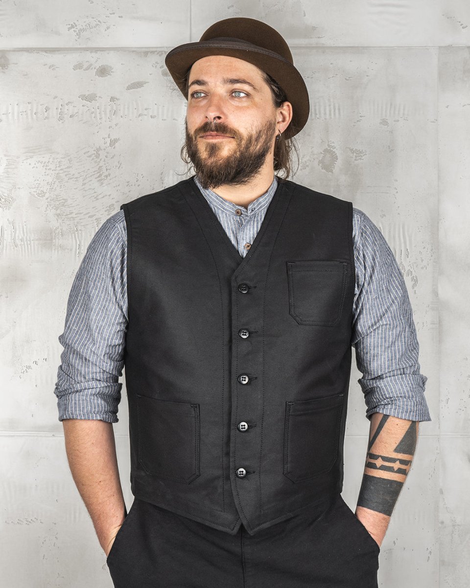 Pike Brothers 1937 Roamer Vest Elephant Skin Black | Veloce Club