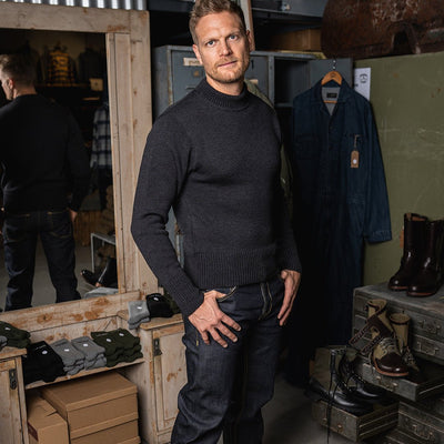 Pike Brothers 1941 USN Seaman Sweater Anthracite - available at Veloce Club