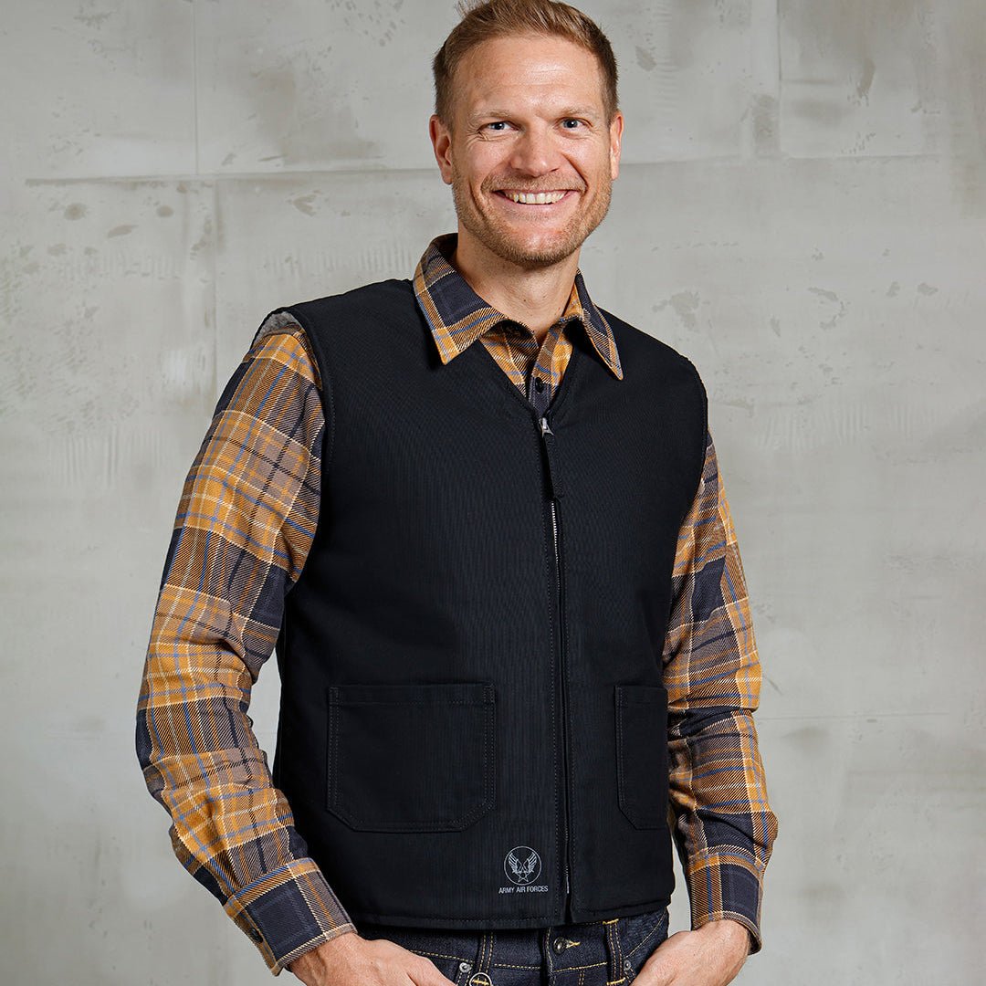 Pike Brothers 1942 Vest Waxed Navy - available at Veloce Club