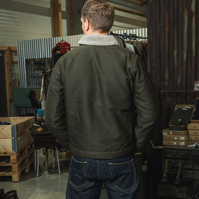 Pike Brothers 1944 N1 Deck Jacket Waxed Olive - available at Veloce Club