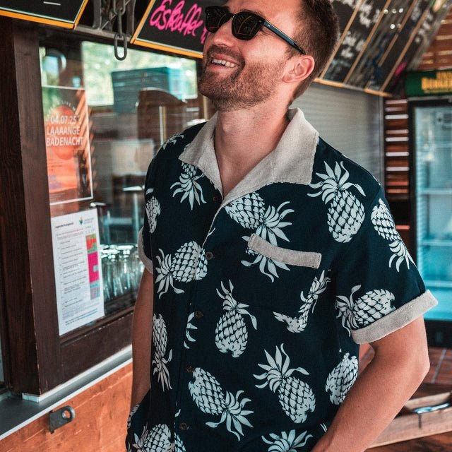 Pike Brothers 1961 Cabana Shirt Entrega Blue - available at Veloce Club