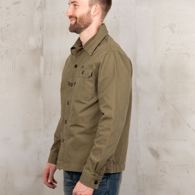 Pike Brothers 1967 Utility Shirt HBT Olive - available at Veloce Club