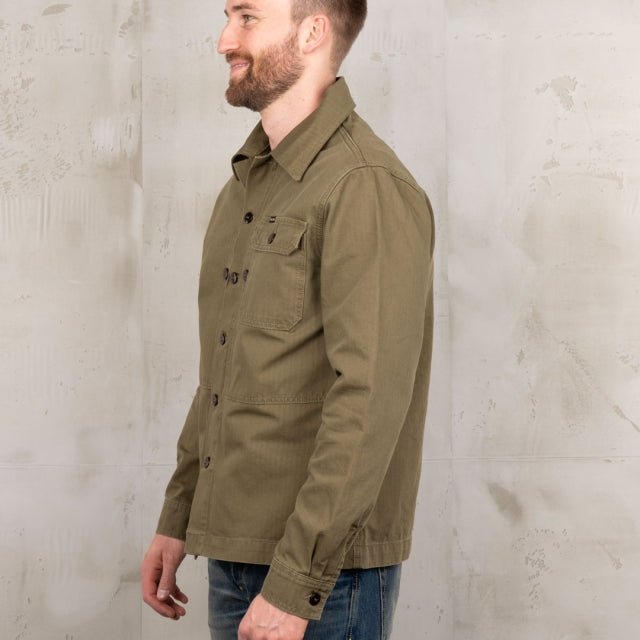 Pike Brothers 1967 Utility Shirt HBT Olive - available at Veloce Club