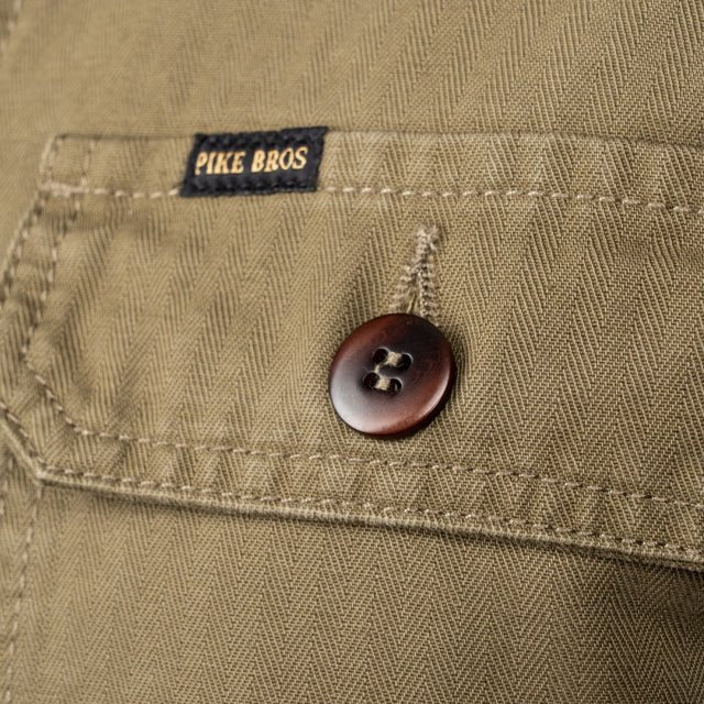 Pike Brothers 1967 Utility Shirt HBT Olive - available at Veloce Club