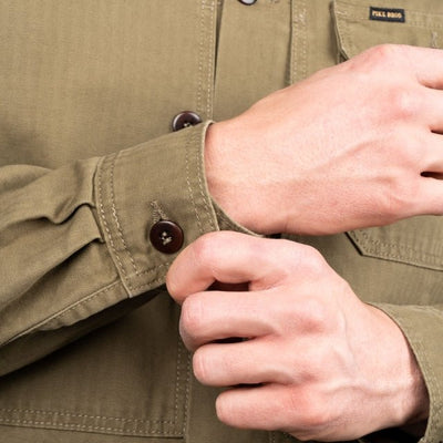 Pike Brothers 1967 Utility Shirt HBT Olive - available at Veloce Club