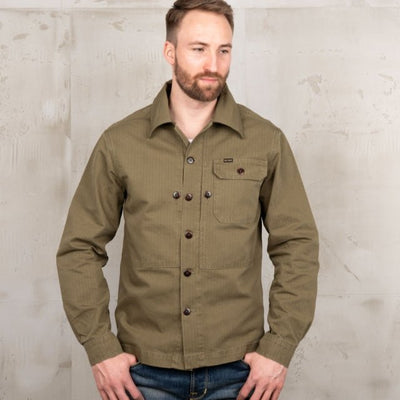 Pike Brothers 1967 Utility Shirt HBT Olive - available at Veloce Club
