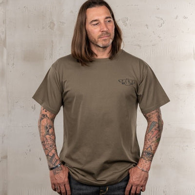 Pike Brothers 1969 Eagle Sports T-shirt in Olive - available at Veloce Club